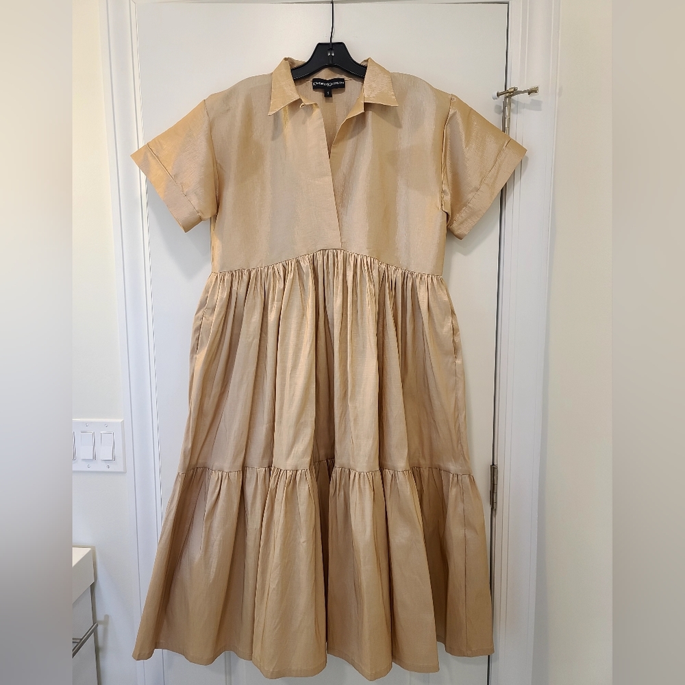 Kimberly Goldson DONNI CHAMPAGNE MIDI DRESS Size S - Picture 5 of 8